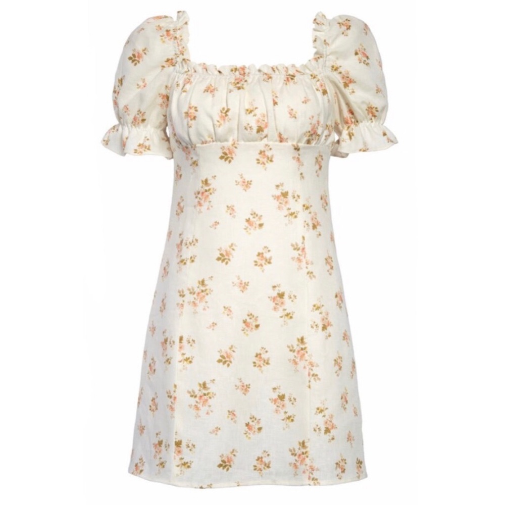 Reformation Robles Linen Floral Short Dress